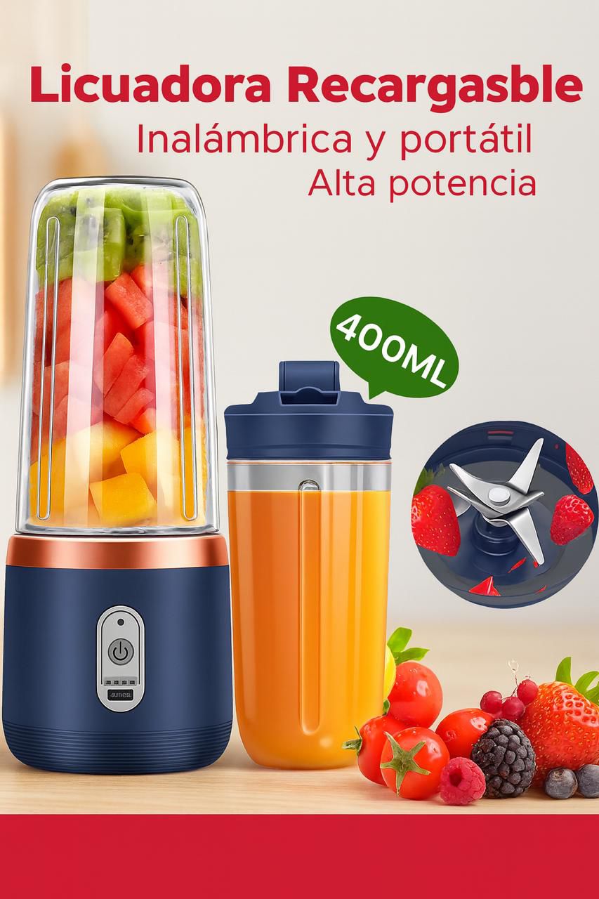 Licuadora portátil recargable · 400 ml · fotografía del proveedor