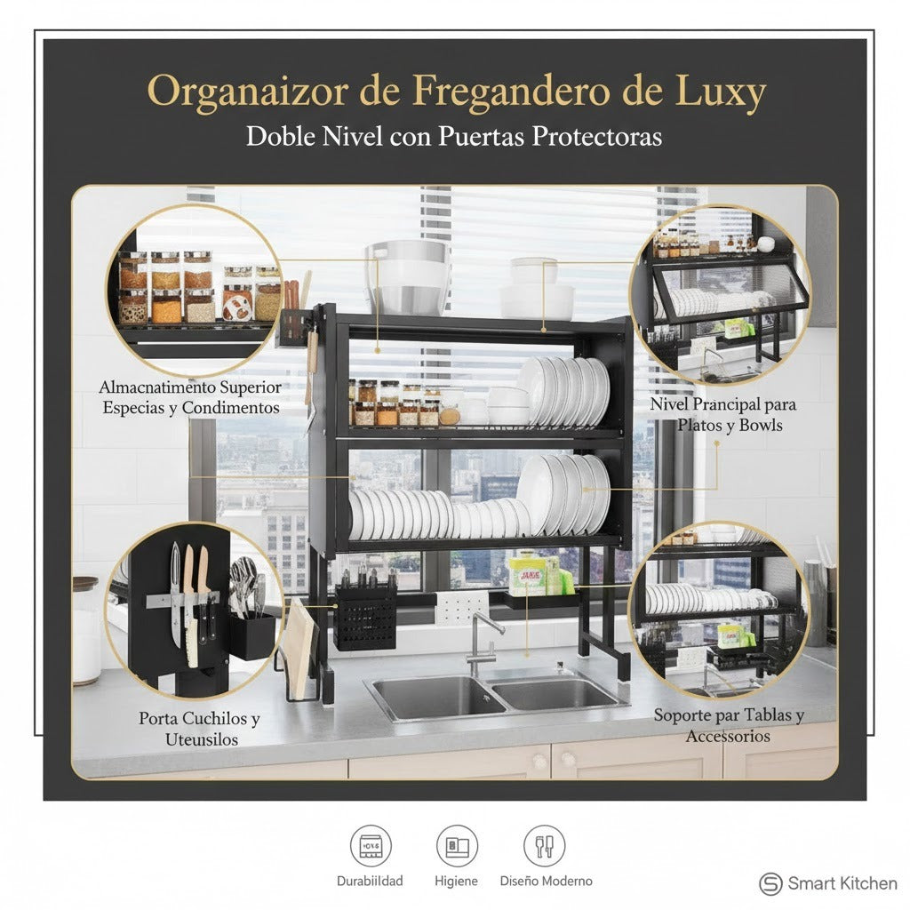 Escurridor de platos de 2 niveles para fregadero · fotografía del proveedor