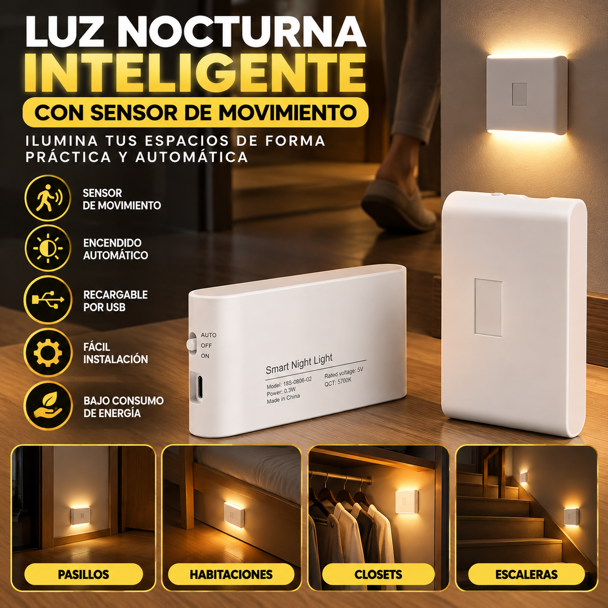 Lámpara de pared con sensor de movimiento · fotografía del proveedor