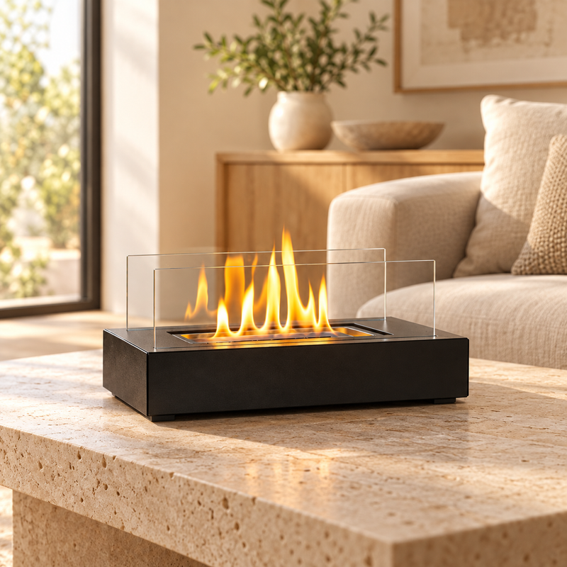 Chimenea mesa fuego decorativo moderno