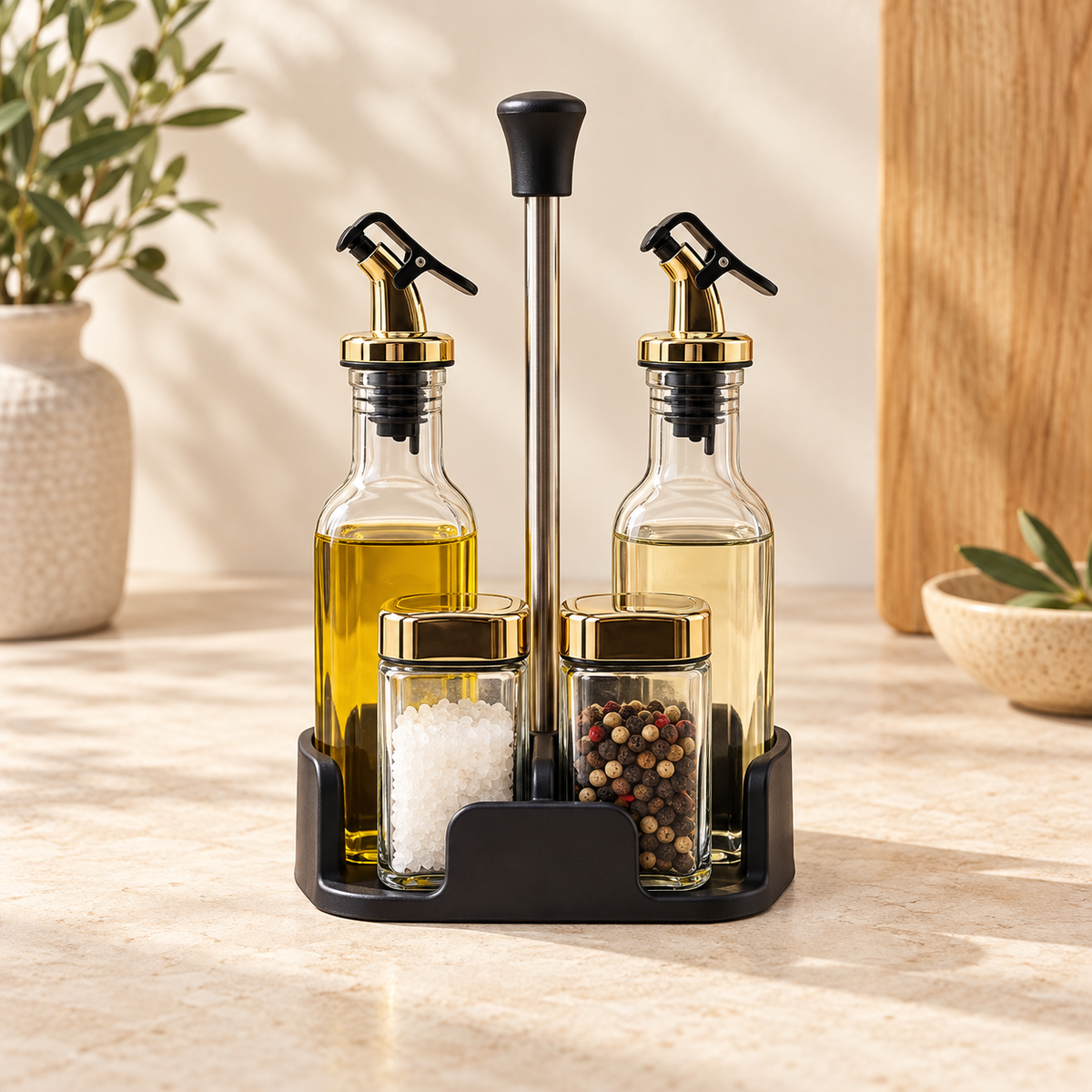 Set de 4 dispensadores de vidrio para condimentos