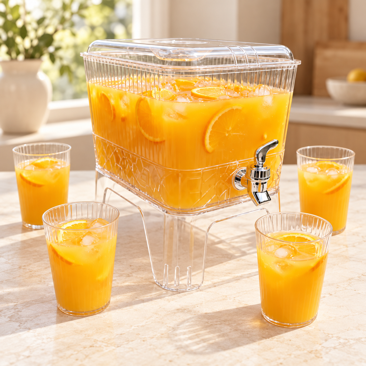 Dispensador de bebidas con 4 vasos · ambiente FioCasa