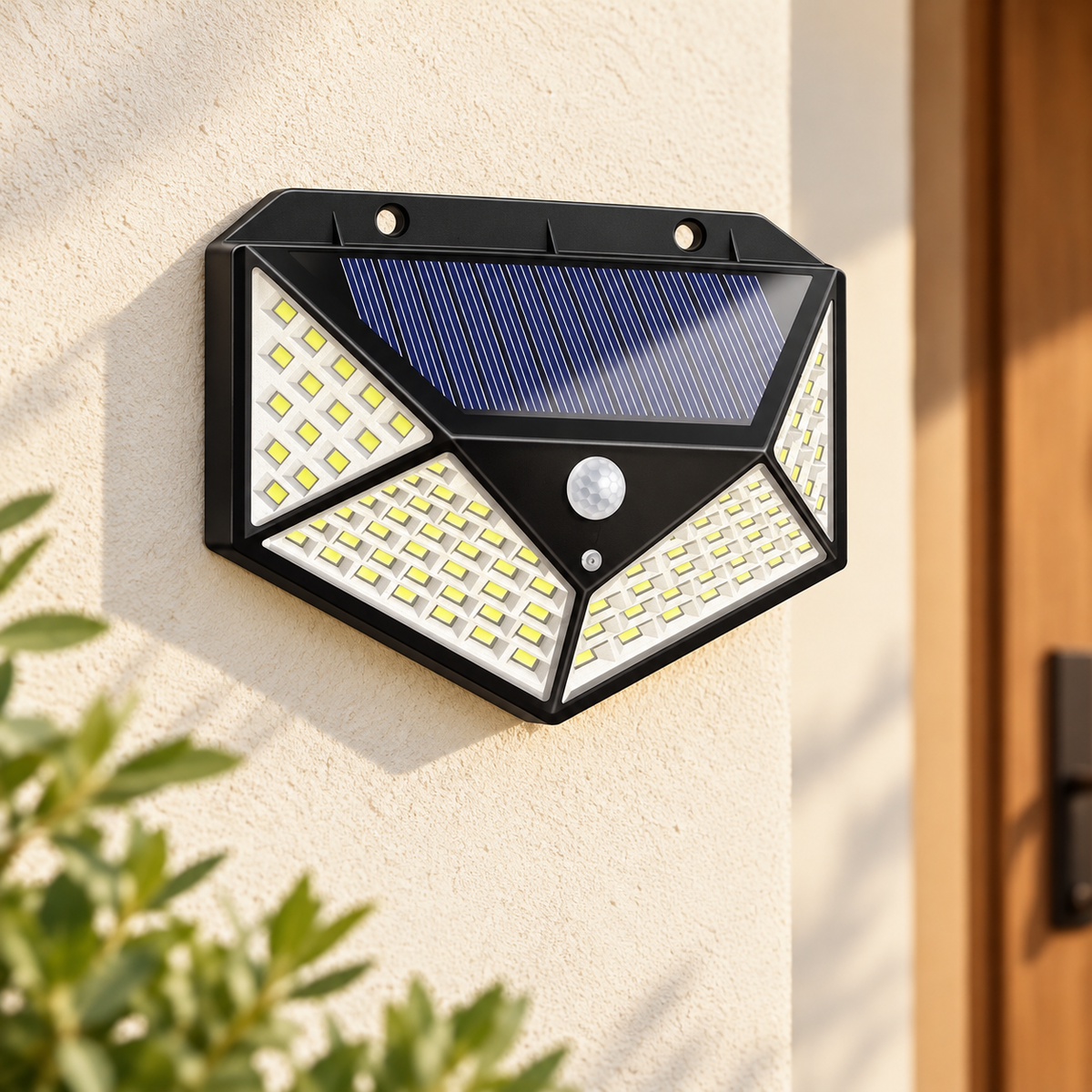 Lámpara solar de exterior con 100 LED · ambiente FioCasa