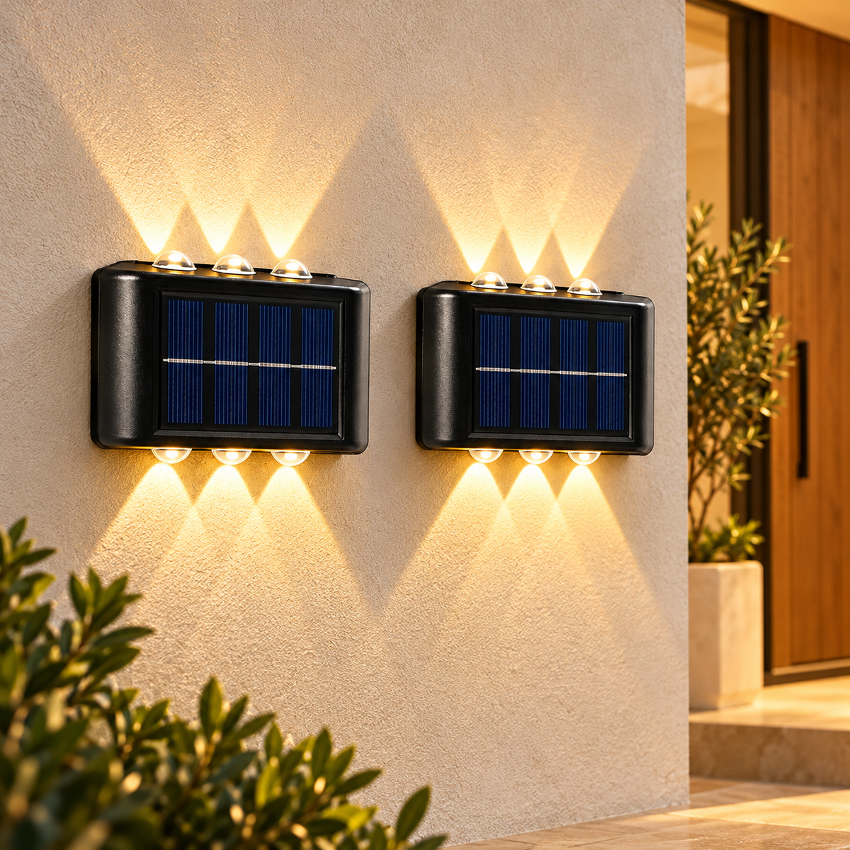 Set de 2 lámparas solares de pared · 6 LED · ambiente FioCasa