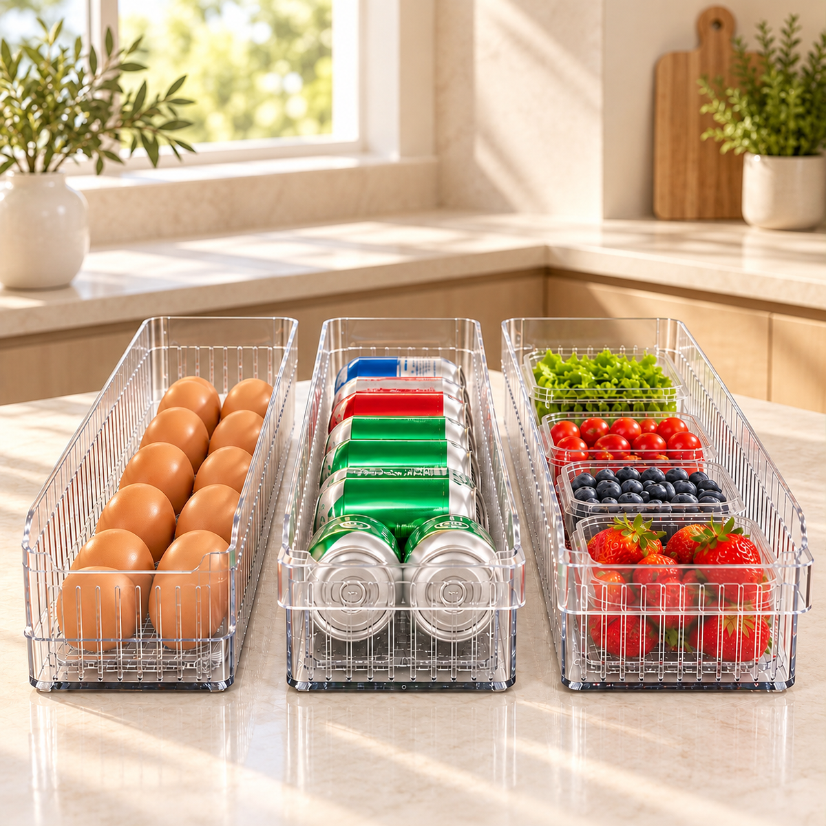 Set de 3 organizadores para nevera · ambiente FioCasa