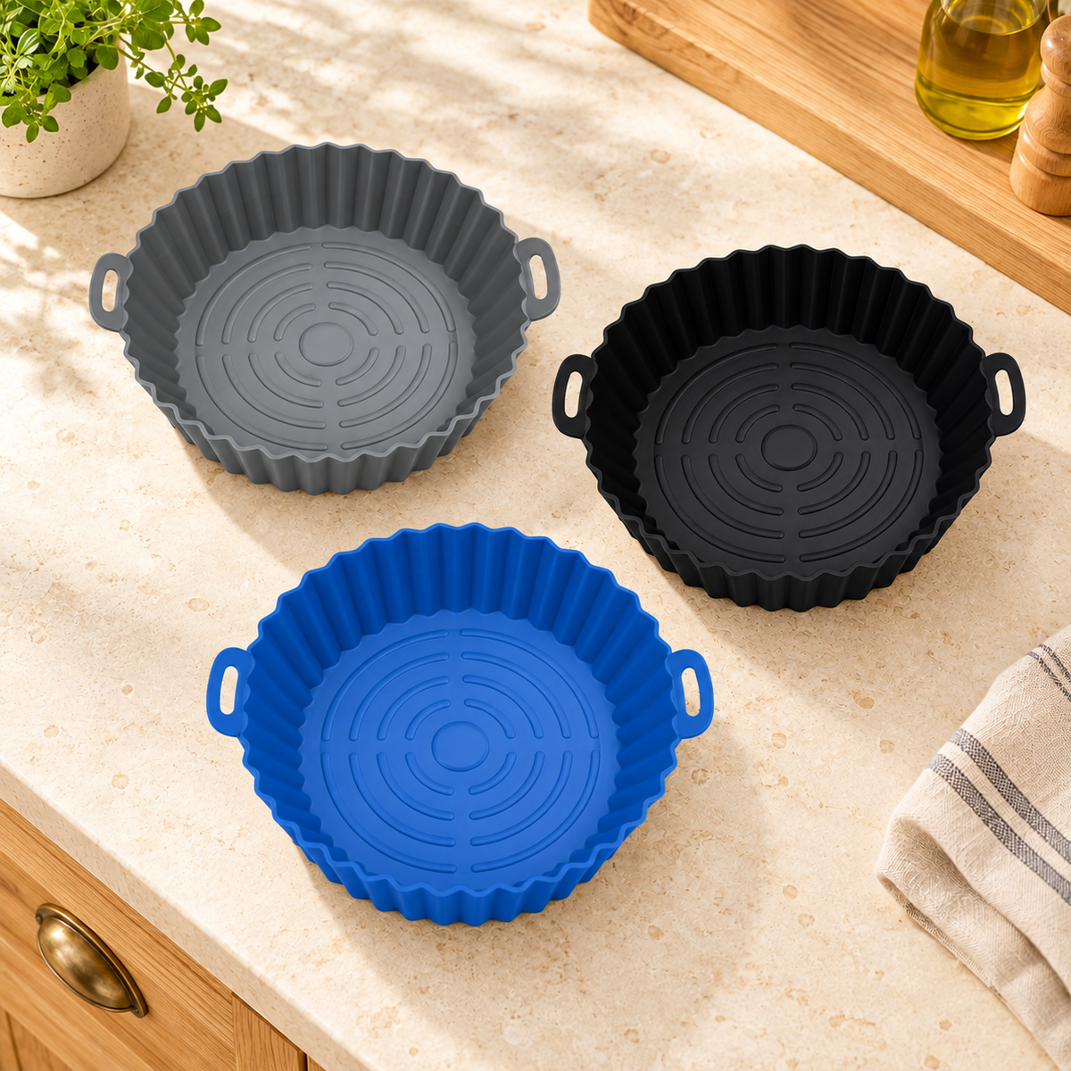 Set de 3 moldes de silicona para freidora · ambiente FioCasa