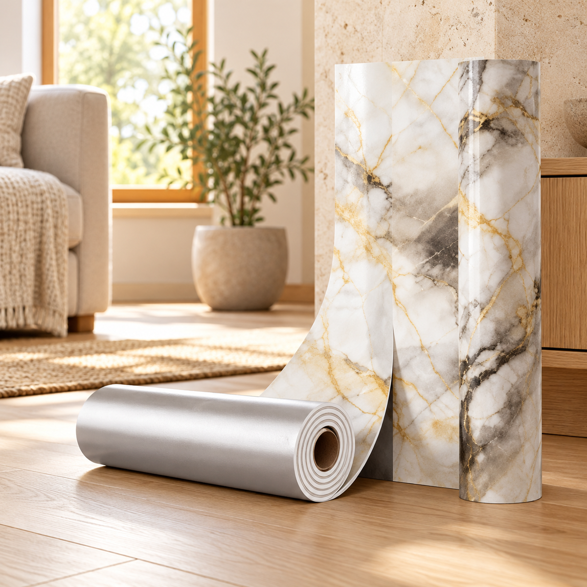 Papel adhesivo decorativo · 60 cm × 3 m · ambiente FioCasa