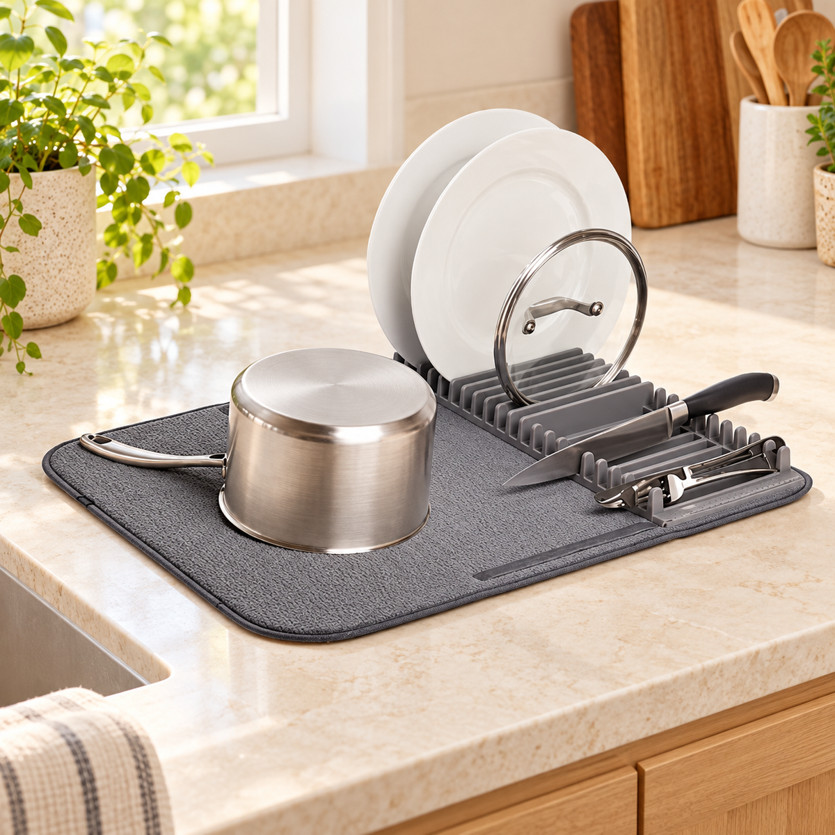 Tapete escurridor con soporte para platos 2 en 1 · ambiente FioCasa