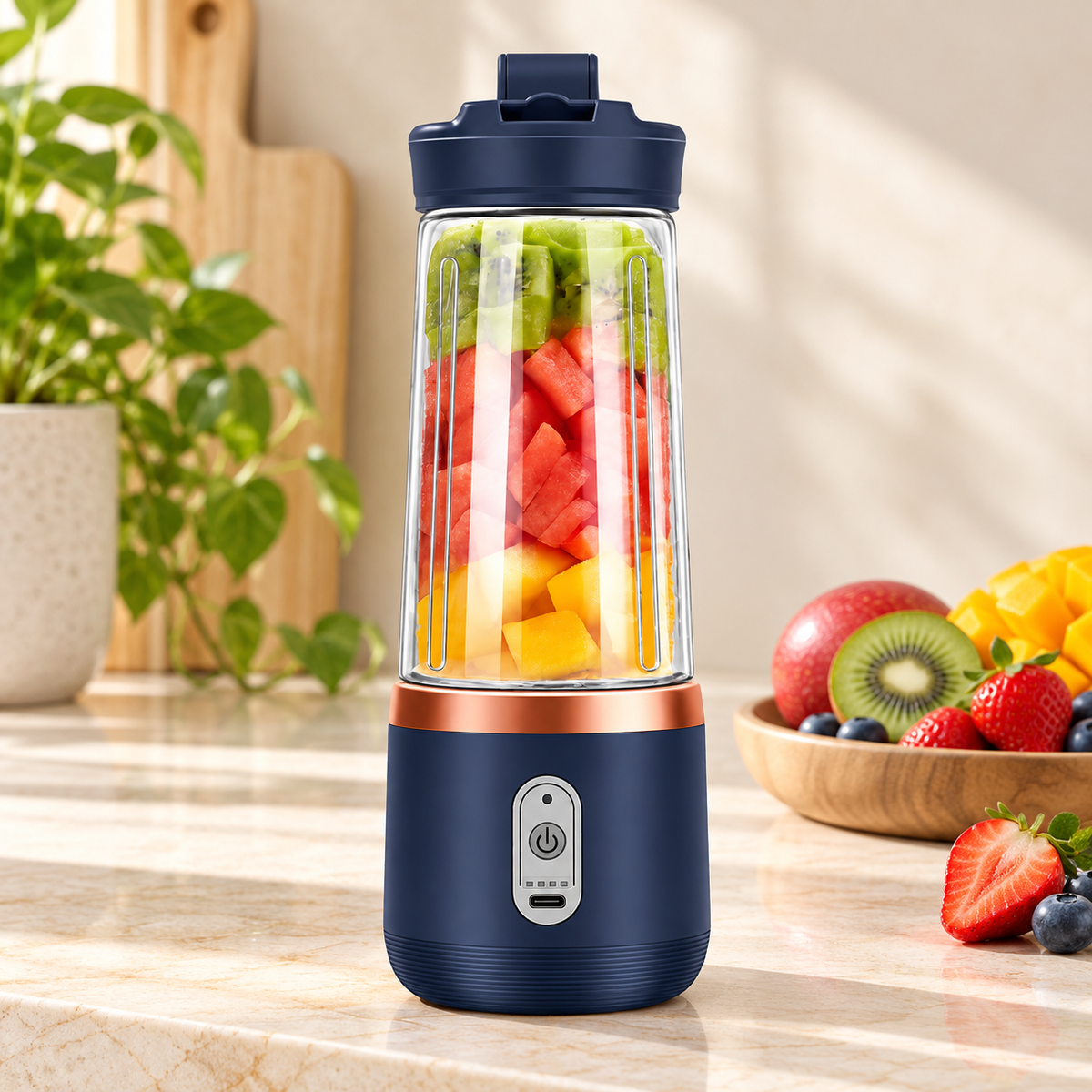 Licuadora portátil recargable · 400 ml · ambiente FioCasa