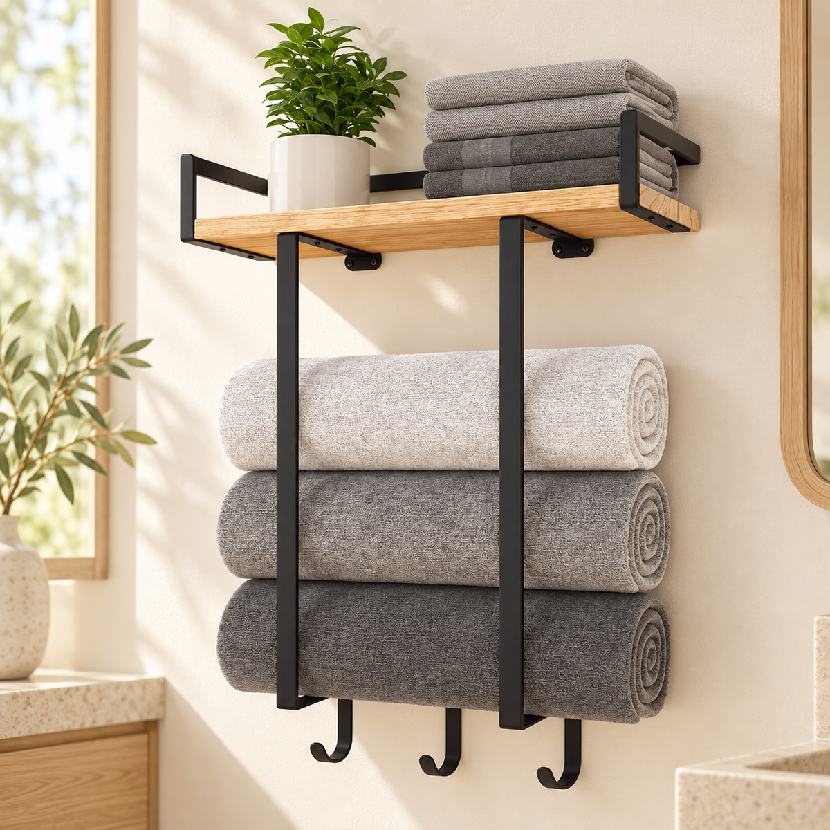 Toallero organizador plegable para baño · ambiente FioCasa