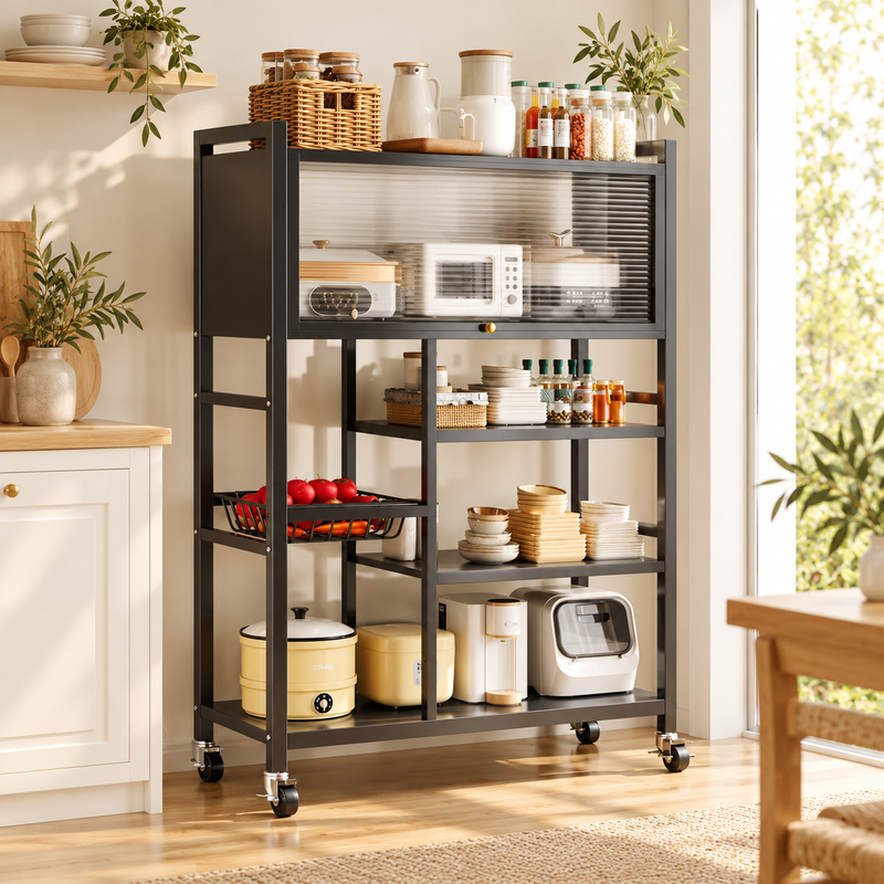 Estante metálico de cocina de 5 niveles con ruedas