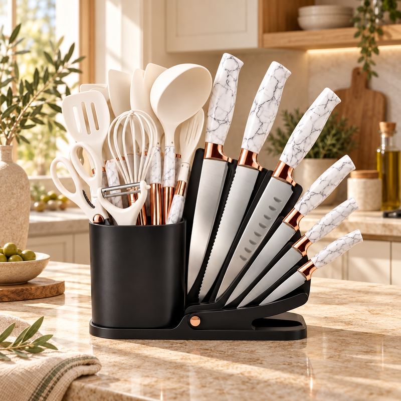 Set de utensilios de cocina tipo abanico de 19 piezas