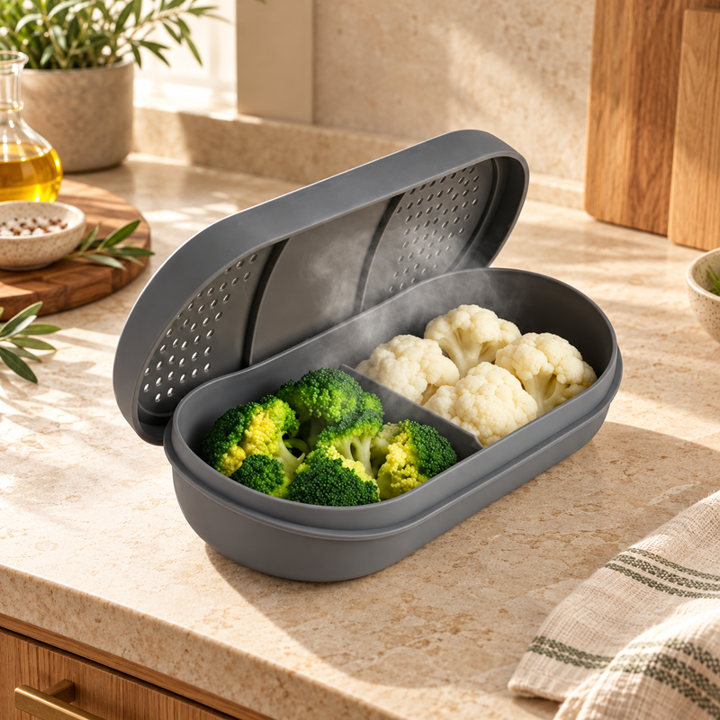 Recipiente para cocinar al vapor con tapa escurridora
