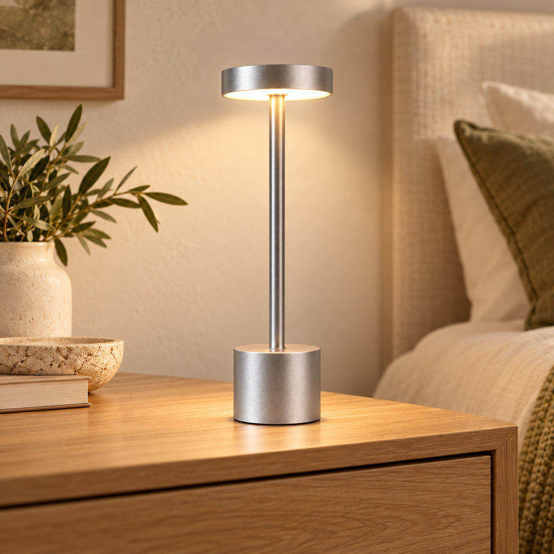 Lámpara de mesa LED recargable con 3 tonos de luz
